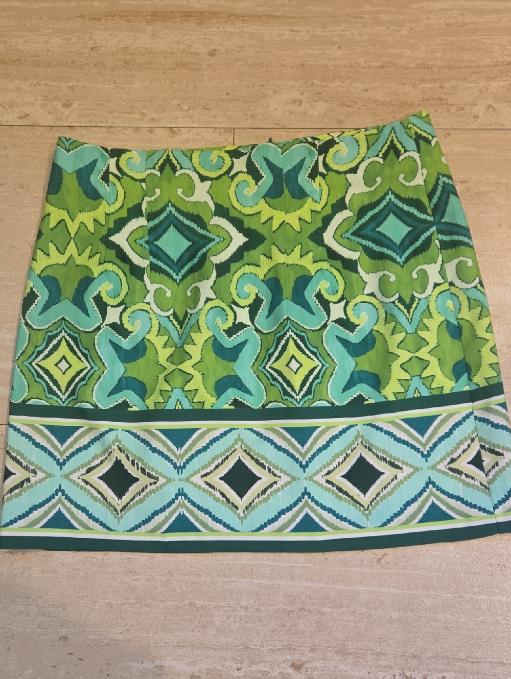 ZARA Shades of Green Design Print Mini Skirt